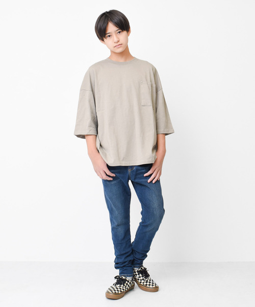 RAT EFFECT(ラットエフェクト)の「ポケット付きスーパービッグハーフスリーブTシャツ(Tシャツ/カットソー・キッズ・グリーン/グレー/チャコールグレー/ブラック/ライトブルー・120/130/140/150/160)」の12枚目の写真