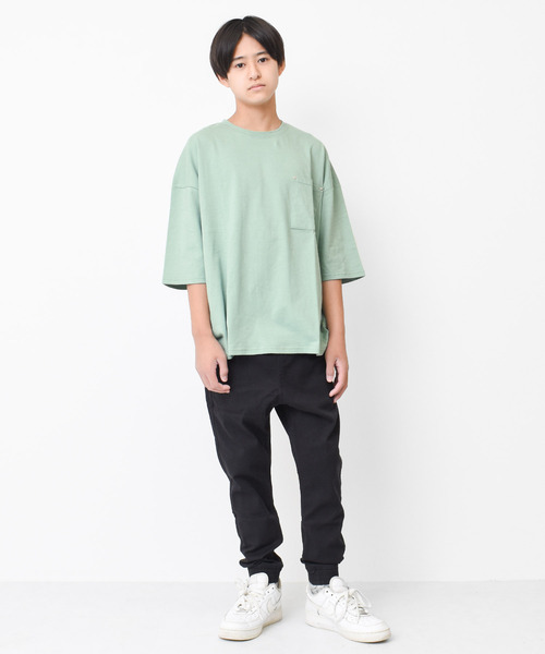 RAT EFFECT(ラットエフェクト)の「ポケット付きスーパービッグハーフスリーブTシャツ(Tシャツ/カットソー・キッズ・グリーン/グレー/チャコールグレー/ブラック/ライトブルー・120/130/140/150/160)」の8枚目の写真