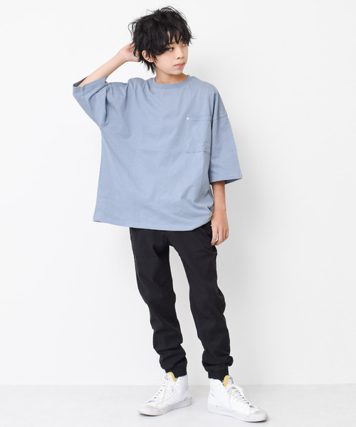 RAT EFFECT(ラットエフェクト)の「ポケット付きスーパービッグハーフスリーブTシャツ(Tシャツ/カットソー・キッズ・グリーン/グレー/チャコールグレー/ブラック/ライトブルー・120/130/140/150/160)」の17枚目の写真