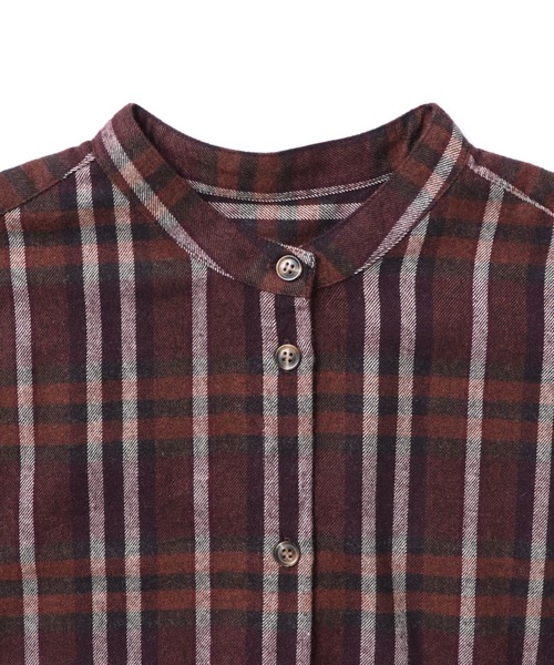 hunch(ハンチ)の「【WEB限定/別注】微起毛 チェック スタンドネック シャツワンピース(シャツワンピース・レディース・ベージュ/ブラウン/イエロー・FREE)」の10枚目の写真