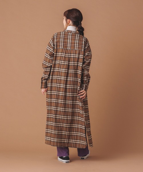hunch(ハンチ)の「【WEB限定/別注】微起毛 チェック スタンドネック シャツワンピース(シャツワンピース・レディース・ベージュ/ブラウン/イエロー・FREE)」の21枚目の写真
