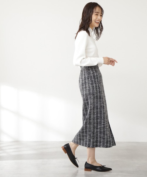 N.（N. Natural Beauty Basic）（エヌエヌナチュラルビューティーベーシック）の「◆スコッチボタンネックニット（ニット/セーター・レディース・グリーン/ネイビー/ピンク/オフホワイト・MEDIUM）」の14枚目の写真