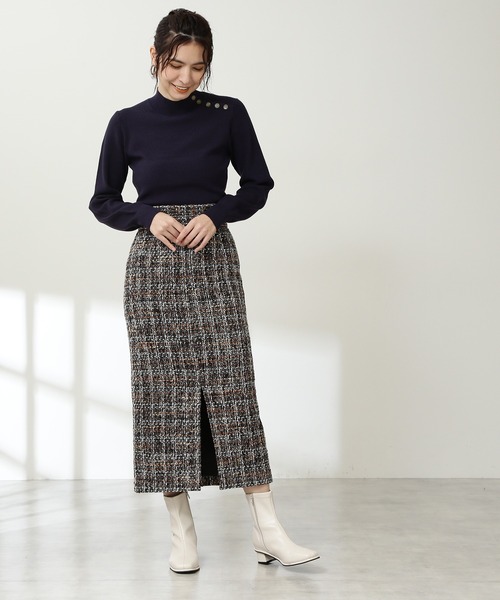 N.（N. Natural Beauty Basic）（エヌエヌナチュラルビューティーベーシック）の「◆スコッチボタンネックニット（ニット/セーター・レディース・グリーン/ネイビー/ピンク/オフホワイト・MEDIUM）」の16枚目の写真