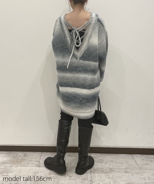 AS KNOW AS PINKY(アズノゥアズピンキー)の「ふわり色づくゆるもけニットプルオーバー(ニット/セーター・レディース・グレー系/ベージュ系/ブルー系・FREE)」の16枚目の写真