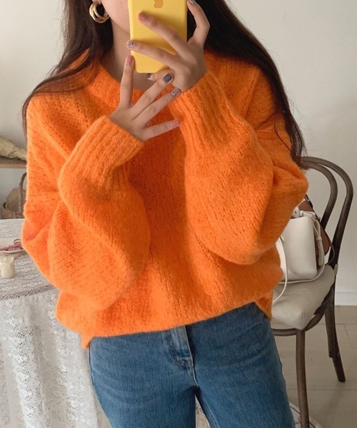 HALEY PESCA（ヘーリーペスカ）の「HALEY PESCA/リブ カラーニットプルオーバー（ニット/セーター・レディース・ホワイト/レッド/ピンク/オレンジ/ブルー/グリーン/ミント/ピンク系その他・FREE）」の8枚目の写真