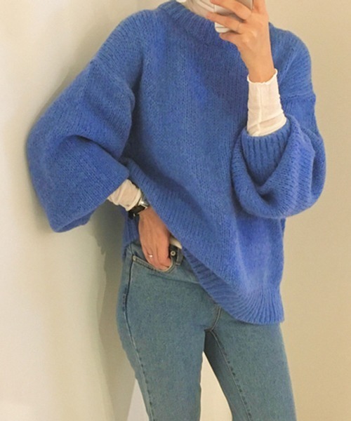 HALEY PESCA（ヘーリーペスカ）の「HALEY PESCA/リブ カラーニットプルオーバー（ニット/セーター・レディース・ホワイト/レッド/ピンク/オレンジ/ブルー/グリーン/ミント/ピンク系その他・FREE）」の4枚目の写真