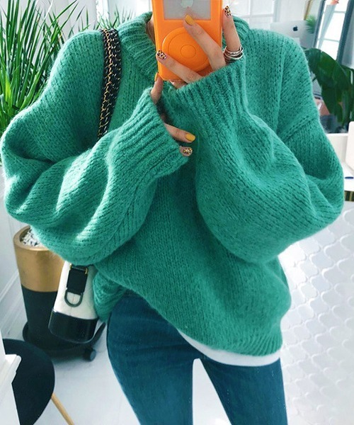 HALEY PESCA（ヘーリーペスカ）の「HALEY PESCA/リブ カラーニットプルオーバー（ニット/セーター・レディース・ホワイト/レッド/ピンク/オレンジ/ブルー/グリーン/ミント/ピンク系その他・FREE）」の2枚目の写真