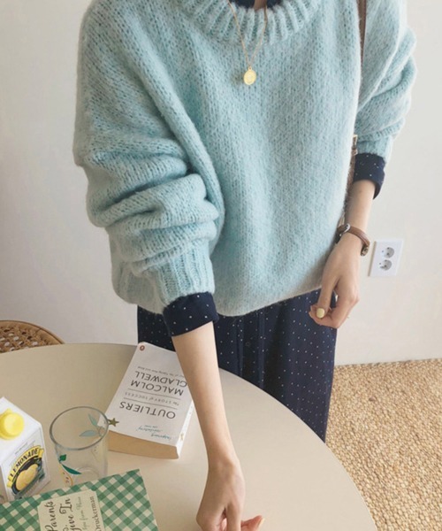 HALEY PESCA（ヘーリーペスカ）の「HALEY PESCA/リブ カラーニットプルオーバー（ニット/セーター・レディース・ホワイト/レッド/ピンク/オレンジ/ブルー/グリーン/ミント/ピンク系その他・FREE）」の3枚目の写真