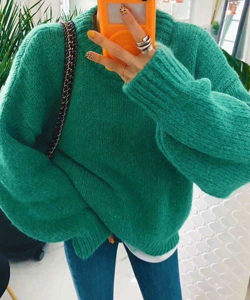 HALEY PESCA（ヘーリーペスカ）の「HALEY PESCA/リブ カラーニットプルオーバー（ニット/セーター・レディース・ホワイト/レッド/ピンク/オレンジ/ブルー/グリーン/ミント/ピンク系その他・FREE）」の13枚目の写真