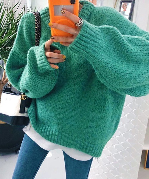 HALEY PESCA（ヘーリーペスカ）の「HALEY PESCA/リブ カラーニットプルオーバー（ニット/セーター・レディース・ホワイト/レッド/ピンク/オレンジ/ブルー/グリーン/ミント/ピンク系その他・FREE）」の14枚目の写真