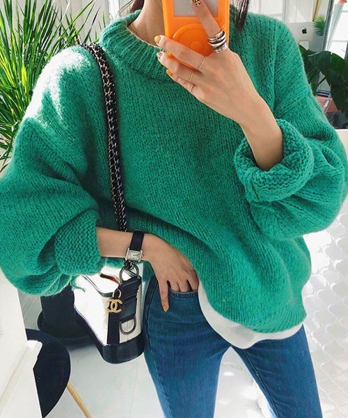 HALEY PESCA（ヘーリーペスカ）の「HALEY PESCA/リブ カラーニットプルオーバー（ニット/セーター・レディース・ホワイト/レッド/ピンク/オレンジ/ブルー/グリーン/ミント/ピンク系その他・FREE）」の16枚目の写真