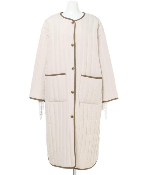 MLI'A(エムリア)の「ロングキルティングアウター/コート(ブルゾン・レディース・アイボリー/カーキ/ベージュ・M)」の7枚目の写真