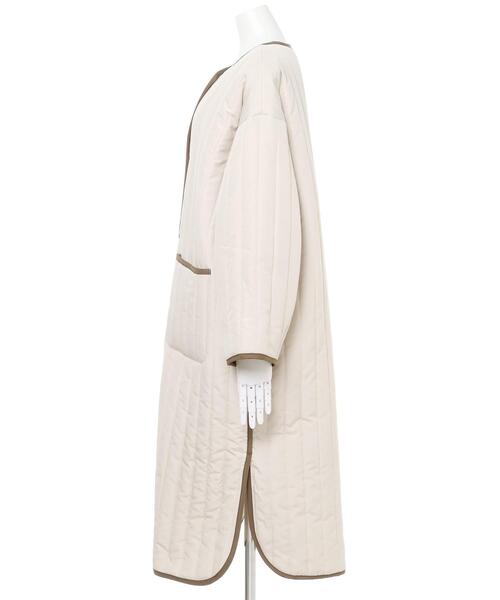 MLI'A(エムリア)の「ロングキルティングアウター/コート(ブルゾン・レディース・アイボリー/カーキ/ベージュ・M)」の6枚目の写真