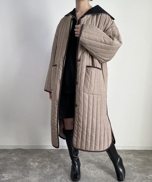 MLI'A(エムリア)の「ロングキルティングアウター/コート(ブルゾン・レディース・アイボリー/カーキ/ベージュ・M)」の10枚目の写真