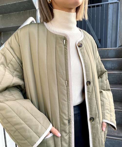 MLI'A(エムリア)の「ロングキルティングアウター/コート(ブルゾン・レディース・アイボリー/カーキ/ベージュ・M)」の16枚目の写真