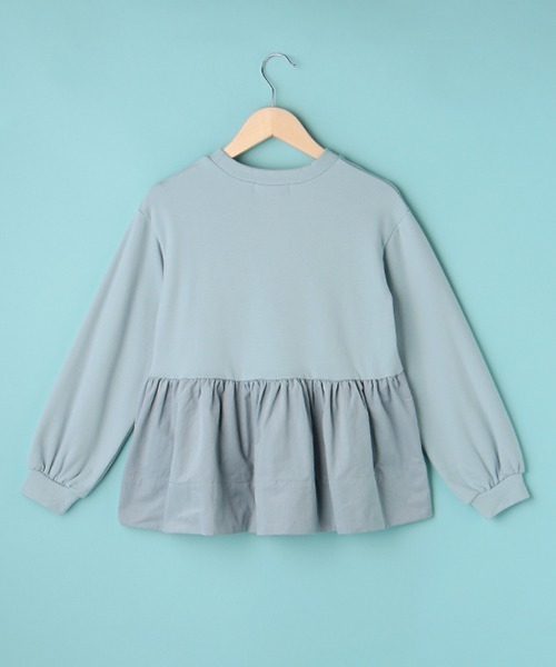 Lindsay(リンジィ)の「布帛切替えペプラムプルオーバー(スウェット・キッズ・アイボリー/ブラック/サックスブルー・L/M/S)」の9枚目の写真