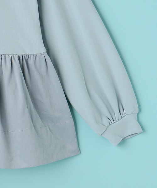 Lindsay(リンジィ)の「布帛切替えペプラムプルオーバー(スウェット・キッズ・アイボリー/ブラック/サックスブルー・L/M/S)」の12枚目の写真