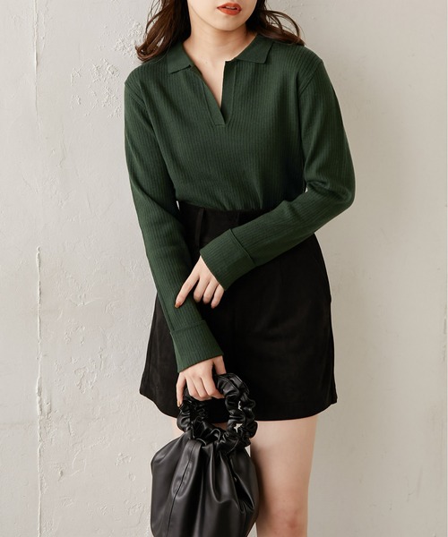 襟スキッパーリブニット（ニット/セーター）｜Chico（チコ）の