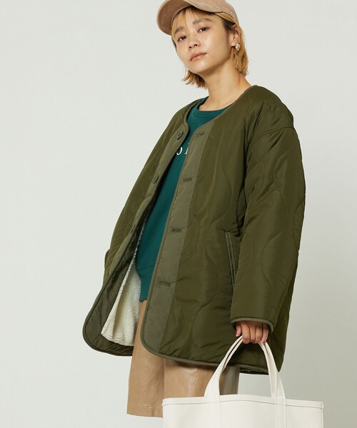 FREAK'S STORE(フリークスストア)の「リバーシブルボアキルティングコート(ミリタリージャケット・レディース・オリーブ/ブラック/ベージュ・フリ-)」の12枚目の写真