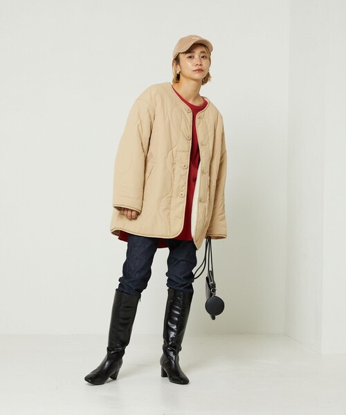 FREAK'S STORE(フリークスストア)の「リバーシブルボアキルティングコート(ミリタリージャケット・レディース・オリーブ/ブラック/ベージュ・フリ-)」の20枚目の写真