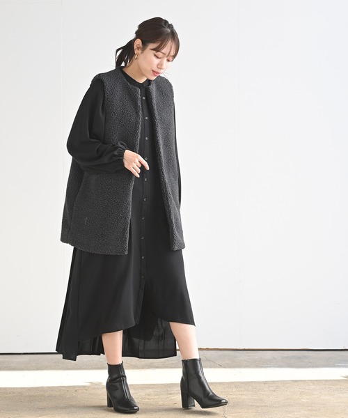 rps（アールピーエス）の「ボアチュニックロングベスト（ベスト・レディース・チャコールグレー/ベージュ・フリー）」の14枚目の写真