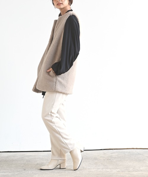 rps（アールピーエス）の「ボアチュニックロングベスト（ベスト・レディース・チャコールグレー/ベージュ・フリー）」の10枚目の写真