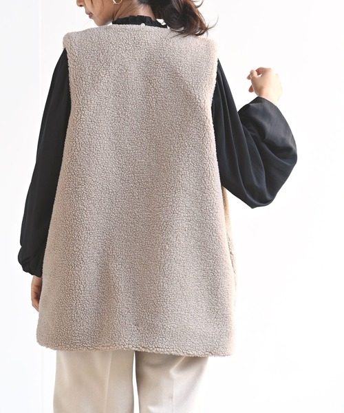 rps（アールピーエス）の「ボアチュニックロングベスト（ベスト・レディース・チャコールグレー/ベージュ・フリー）」の21枚目の写真