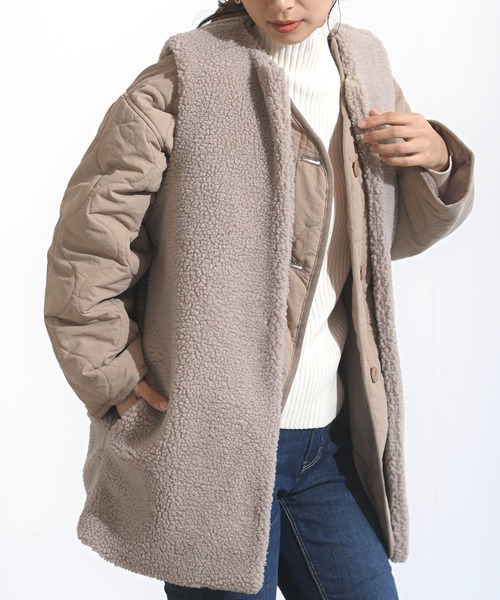 rps（アールピーエス）の「ボアチュニックロングベスト（ベスト・レディース・チャコールグレー/ベージュ・フリー）」の11枚目の写真