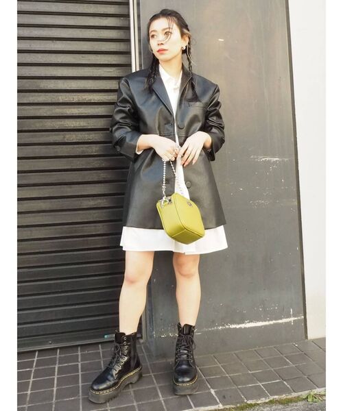 EVRIS（エヴリス）の「レザーライクステッチジャケット（テーラードジャケット・レディース・アイボリー/イエロー/ブラック・FREE）」の17枚目の写真