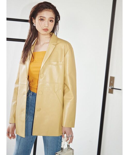 EVRIS（エヴリス）の「レザーライクステッチジャケット（テーラード