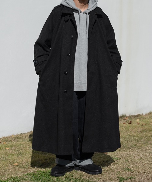 kutir（クティール）の「ミリタリーライクロングコート（ステンカラーコート・メンズ・ブラック/カーキ・MEDIUM/LARGE）」の13枚目の写真