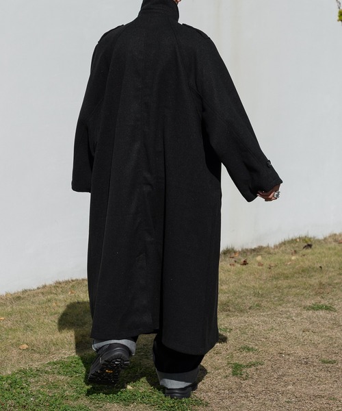 kutir（クティール）の「ミリタリーライクロングコート（ステンカラーコート・メンズ・ブラック/カーキ・MEDIUM/LARGE）」の4枚目の写真