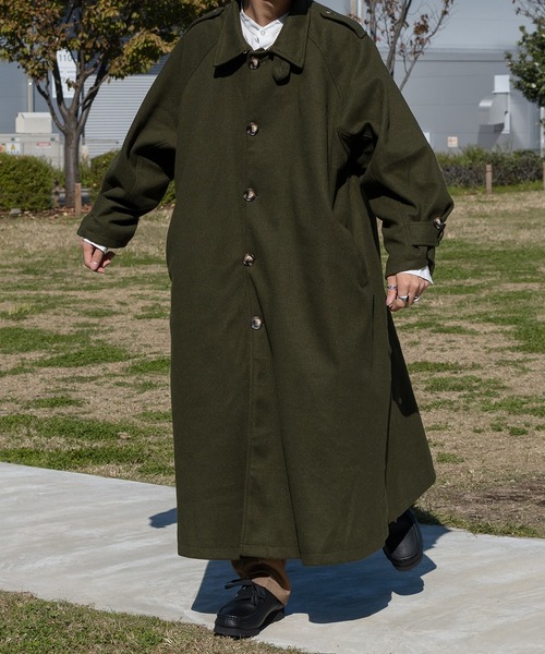 kutir（クティール）の「ミリタリーライクロングコート（ステンカラーコート・メンズ・ブラック/カーキ・MEDIUM/LARGE）」の5枚目の写真
