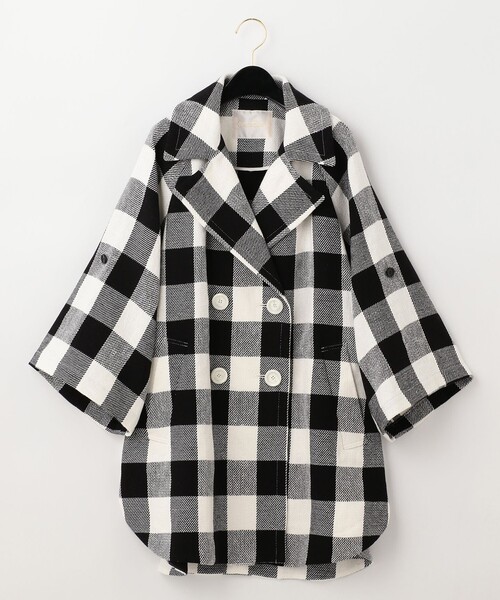 GRACE CLASS（グレースクラス）の「ビックチェックL/Cコート（ポンチョ・レディース・ブラック・36）」の13枚目の写真