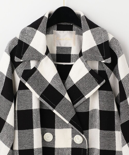 GRACE CLASS（グレースクラス）の「ビックチェックL/Cコート（ポンチョ・レディース・ブラック・36）」の12枚目の写真