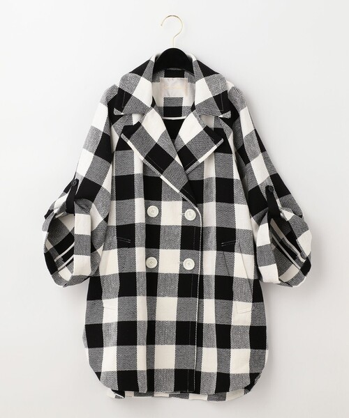 GRACE CLASS（グレースクラス）の「ビックチェックL/Cコート（ポンチョ・レディース・ブラック・36）」の17枚目の写真