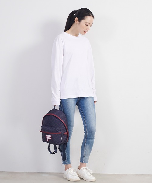 FILA(フィラ)の「FILA/フィラ モノグラム柄 ワッペン ブランド ロゴ ナイロン ミニ リュックサック バッグパック(バックパック/リュック・レディース・ブラック/ネイビー/ベージュ/オフホワイト・FREE)」の14枚目の写真