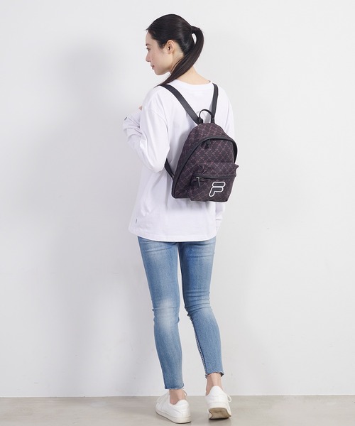 FILA(フィラ)の「FILA/フィラ モノグラム柄 ワッペン ブランド ロゴ ナイロン ミニ リュックサック バッグパック(バックパック/リュック・レディース・ブラック/ネイビー/ベージュ/オフホワイト・FREE)」の20枚目の写真