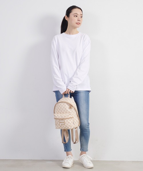 FILA(フィラ)の「FILA/フィラ モノグラム柄 ワッペン ブランド ロゴ ナイロン ミニ リュックサック バッグパック(バックパック/リュック・レディース・ブラック/ネイビー/ベージュ/オフホワイト・FREE)」の13枚目の写真