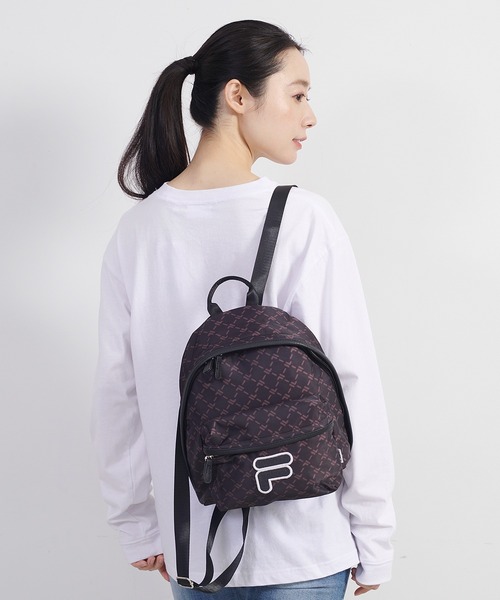 FILA(フィラ)の「FILA/フィラ モノグラム柄 ワッペン ブランド ロゴ ナイロン ミニ リュックサック バッグパック(バックパック/リュック・レディース・ブラック/ネイビー/ベージュ/オフホワイト・FREE)」の17枚目の写真