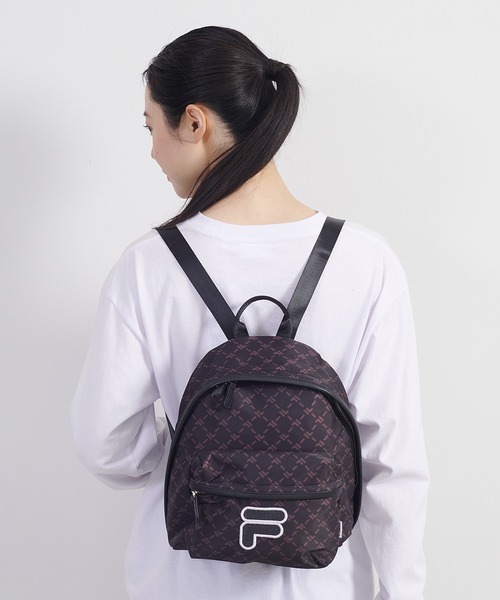 FILA(フィラ)の「FILA/フィラ モノグラム柄 ワッペン ブランド ロゴ ナイロン ミニ リュックサック バッグパック(バックパック/リュック・レディース・ブラック/ネイビー/ベージュ/オフホワイト・FREE)」の6枚目の写真