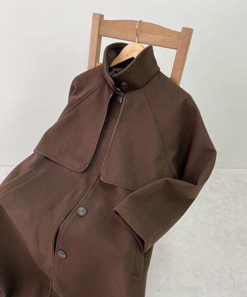 LE MORE（リモア）の「パイピングステンカラーコート（ステンカラーコート・レディース・ブラック/ベージュ/ブラウン/アイボリー・FREE）」の4枚目の写真