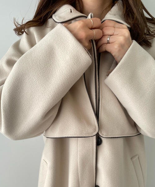 LE MORE（リモア）の「パイピングステンカラーコート（ステンカラーコート・レディース・ブラック/ベージュ/ブラウン/アイボリー・FREE）」の12枚目の写真