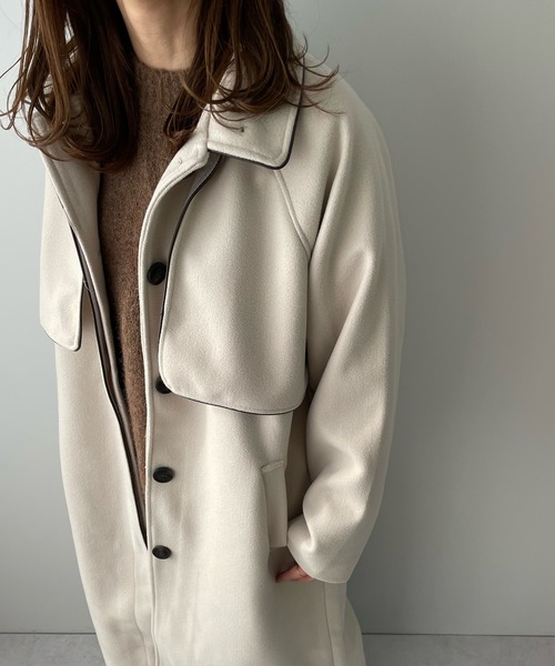 LE MORE（リモア）の「パイピングステンカラーコート（ステンカラーコート・レディース・ブラック/ベージュ/ブラウン/アイボリー・FREE）」の10枚目の写真