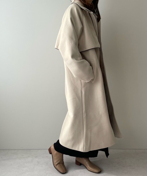 LE MORE（リモア）の「パイピングステンカラーコート（ステンカラーコート・レディース・ブラック/ベージュ/ブラウン/アイボリー・FREE）」の9枚目の写真
