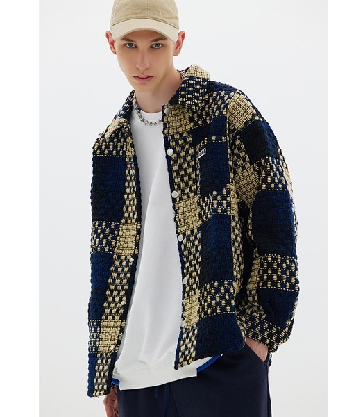 Ressaca（レサーカ）の「オーバーサイズ チェックシャツブルゾン（シャツ/ブラウス・メンズ・カーキ/ブラック×グレー/ブルー・L/M/XL）」の3枚目の写真