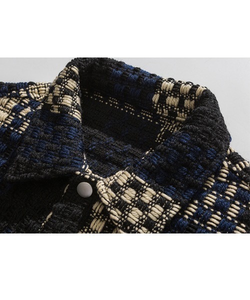 Ressaca（レサーカ）の「オーバーサイズ チェックシャツブルゾン（シャツ/ブラウス・メンズ・カーキ/ブラック×グレー/ブルー・L/M/XL）」の11枚目の写真