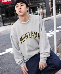 MONO-MART | ビッグシルエットサテン刺繍カレッジロゴ 裏毛プルオーバースウェット(スウェット)
