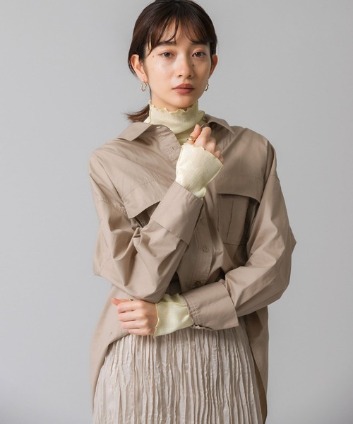 KBF(ケイビーエフ)の「リンキングデザインハイネックカットソー(Tシャツ/カットソー・レディース・グレー/アイボリー/オレンジ・ONE)」の4枚目の写真