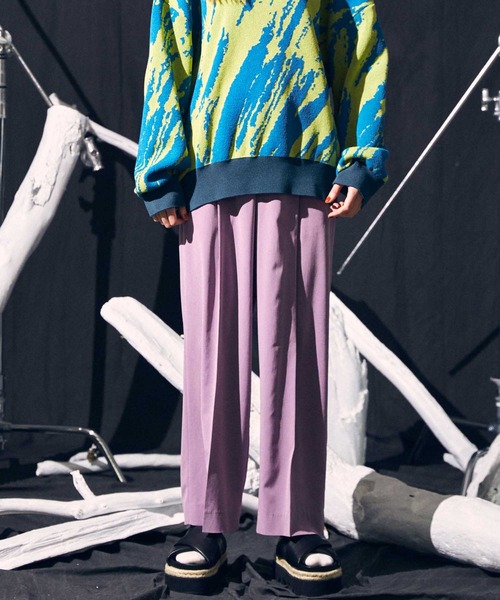 MAISON SPECIAL(メゾンスペシャル)の「《ユニセックスアイテム》シルキーリライム1タックワイドパンツ 【MAISON SPECIAL/メゾンスペシャル】(その他パンツ・メンズ・パープル/ブラック/グリーン/レッド/イエロー/ブルー・1/2/0)」の9枚目の写真